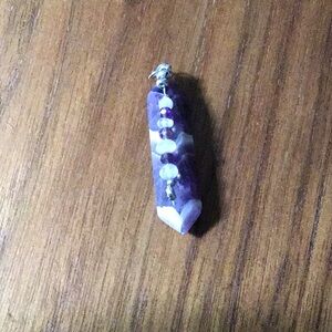 Purple Chevron Amethyst Stone Pendant